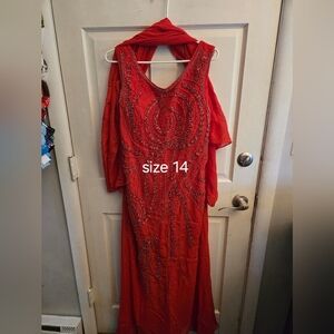 Elegant Red Beaded Dress